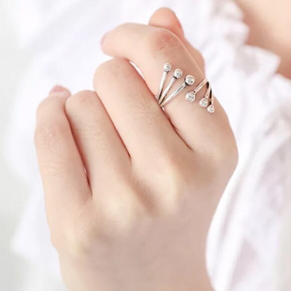 Boho Irregular Resizable Sterling Silver Ring - Picture 2 of 3